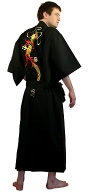 кимоно мужское с вышивкой, хлопок 100%, Япония