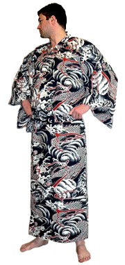 японский мужской халат- кимоно, хлопок 100%