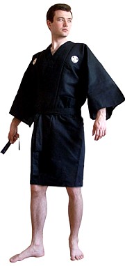 японское мужское кимоно МОНЗУКИ, короткое