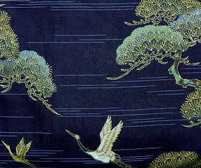 рисунок ткани японского кимоно Одавара, синее