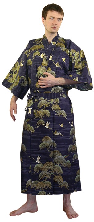 японское мужское кимоно ОДАВАРА, темно-синее в интернет-магазине BLUE JAPAN