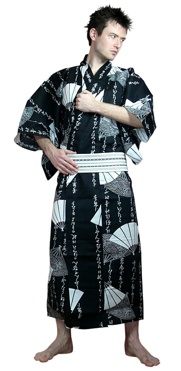 японское мужское кимоно юката СЭНСУ, хлопок 100%