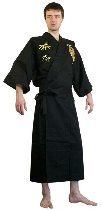 японское кимоно с вышивкой, хлопок 100%. Комфортная мужская одежда для дома из Японии