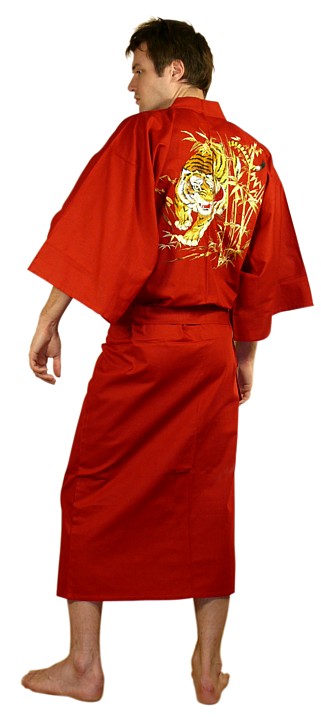 японское мужское кимоно из хлопка - стильная одежда для дома