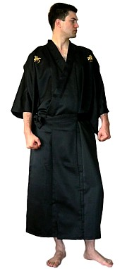 мужской халат-кимоно БАКУФУ с вышивкой на спине и груди, Япония
