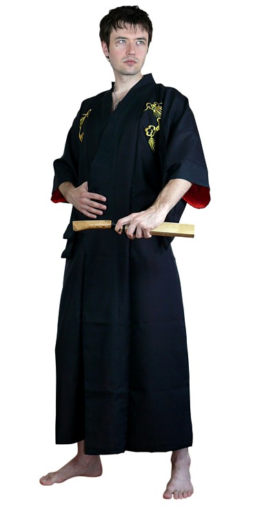 мужской халат-кимоно с вышивкой и подкладкой, сделано в Японии