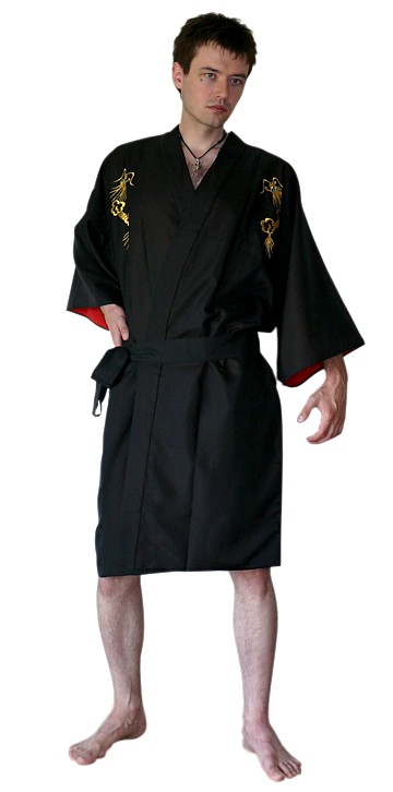 мужской короткий халат кимоно с вышивкой и подкладкой, Япония