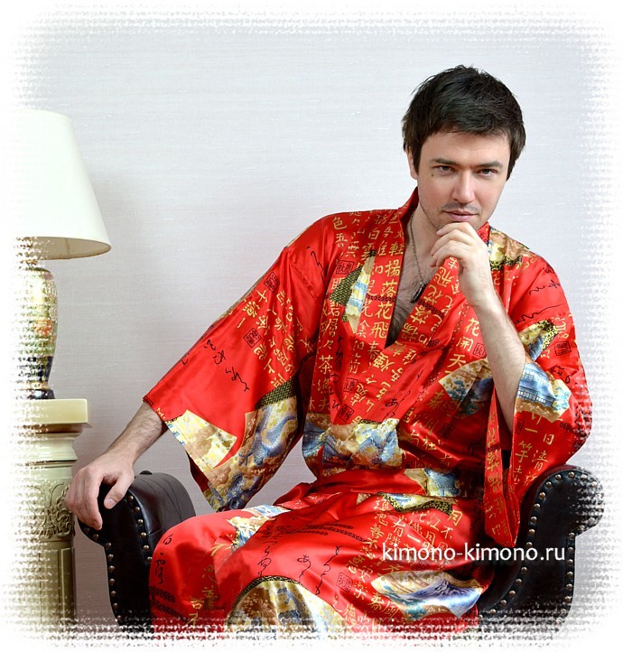 мужской халат из натурального шелка, сделано в Японии