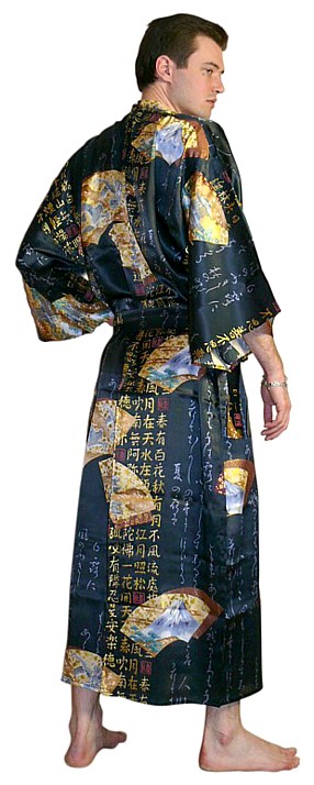 японский мужской халат-кимоно КАБУКИ, шелк 100%