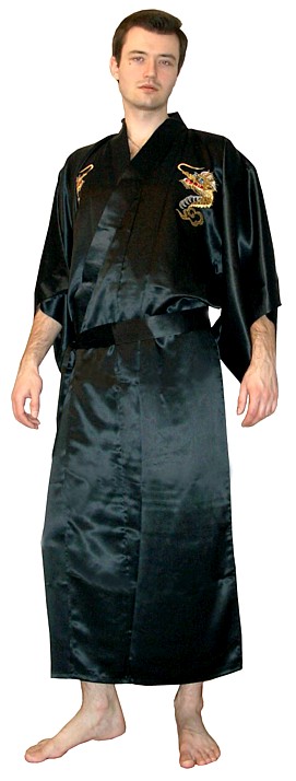 японское  кимоно, шелковый мужской халат