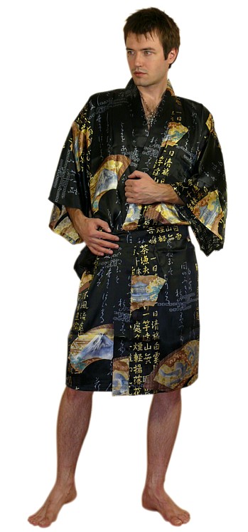 мужской шелковый халат в японском стиле