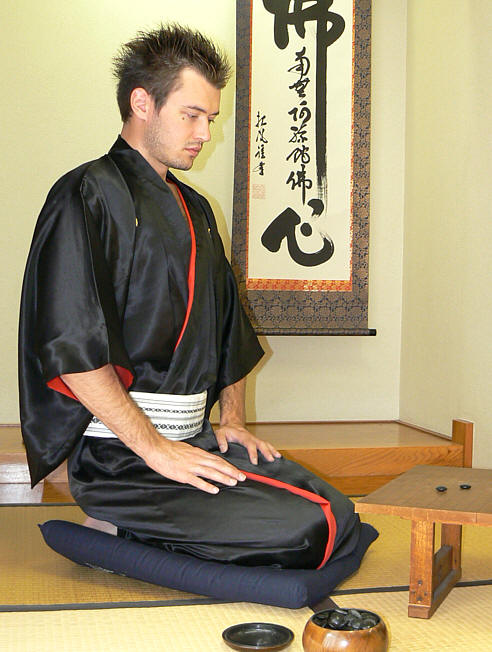 японское мужское кимоно САМУРАЙ, шелк 100%