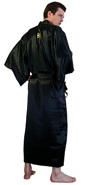 шелковое японское мужское кимоно с вышивкой