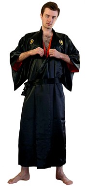 шелковое японское мужское кимоно с вышивкой и подкладкой