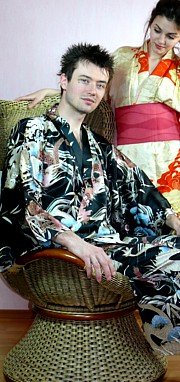 мужской шелковый-халат кимоно