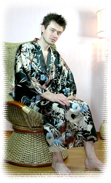 мужской шелковый халат-кимоно, сделано в Японии