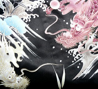 деталь рисунка тками японского мужского шелкового кимоно