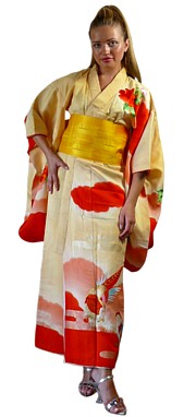 японское кимоно из шелка с ручной вышивкой, 1930-е гг.