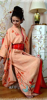 японское шелковое кимоно, антик