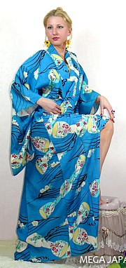 японское летнее кимоно, винтаж, 1960-е гг.