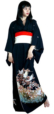 винтажное японское шелковое  кимоно