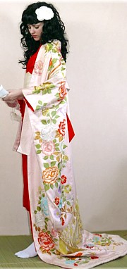 шелковое японское кимоно с вышивкой, vintage