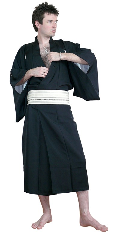 японское традиционное мужское кимоно из шелка, винтаж