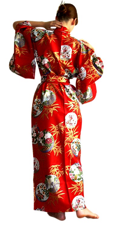 женский халат кимоно из хлопка, сделано в Японии