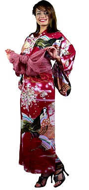 японский хлопковый халат- кимоно