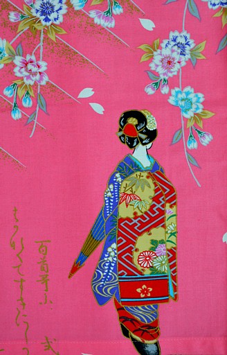 рисунок ткани халатика кимоно МАЙКО, сделано в Японии, хлопок 100%
