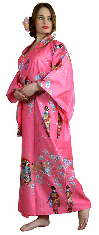 женский халат кимоно, хлопок 100%, сделано в Японии
