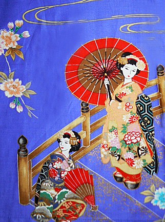 рисунок ткани женского халатика-кимоно МАЙКО, Япония, хлопок 100%
