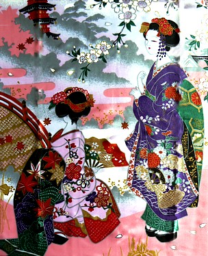 рисунок ткани японского кимоно Асакуса