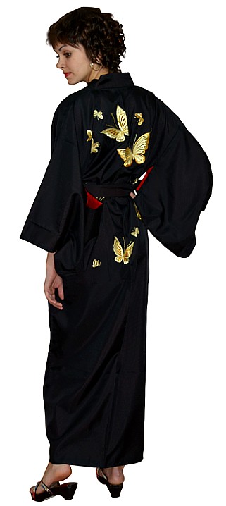 женский халат кимоно с вышивкой и подкладкой, сделано в Японии