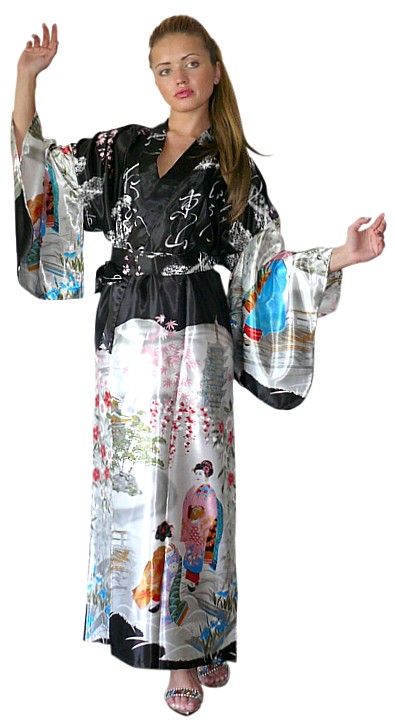 японское кимоно: цвет черно-белый