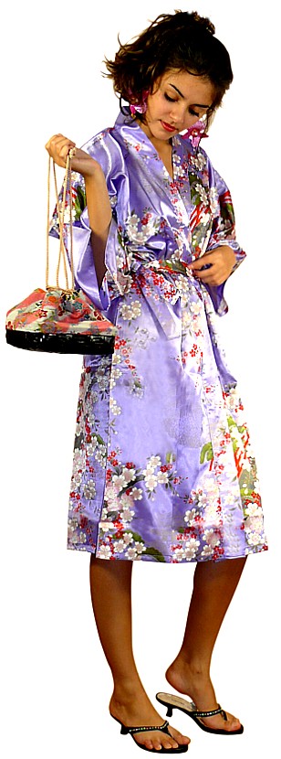 японское кимоно мини из иск.шелка ЗОЛОТАЯ ПАГОДА