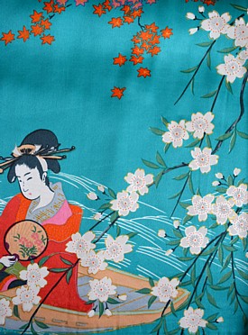 шелковая ткань японского кимоно