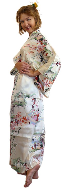 шелковый женский халат в японском стиле, сделано в Японии