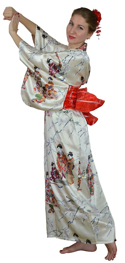 шелковый женский халат-кимоно, Япония