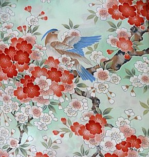 рисунок ткани шелкового японского  кимоно
