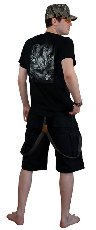 японская мужская футболка Лунный Дракон, хлопок 100%