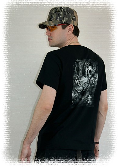 японская мужская футболка Лунный Дракон, хлопок 100%