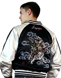 мужская куртка бомбер двусторонняя с вышивкой, сделано в Японии