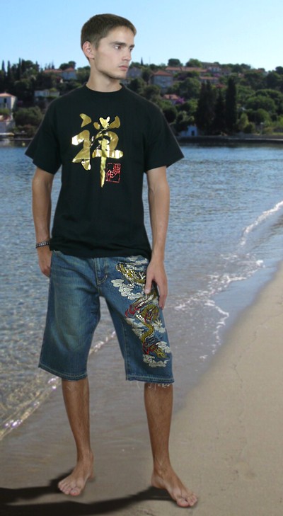 японская мужская футболка с иероглифом